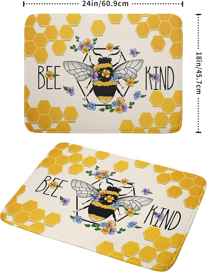 Giwawa Bee Kind Dish Drying Mat, Summer Bees Flowers Dish Drainer Mats - Image 2