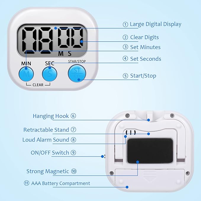 Flutesan 6 Pack Digital Kitchen Timer First Day of School Back to School - Image 4