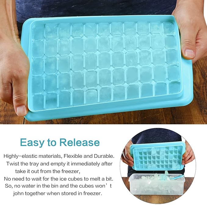 2Pack Ice Cube Tray with Lid and Bin - Image 3