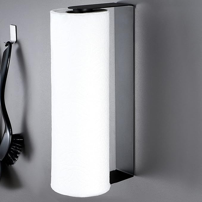 ZUNTO Black Paper Towel Holder Under Cabinet, Stainless Steel Kitchen Towel - Image 7