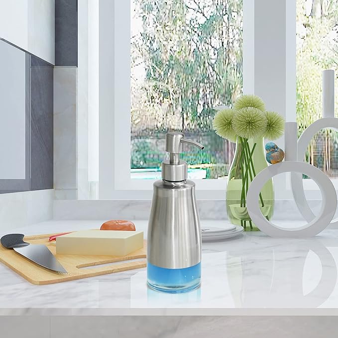 AUMIO 2 Pack Soap Dispenser Stainless Steel Case Glass Liner Hand Pump Dispenser - Image 8