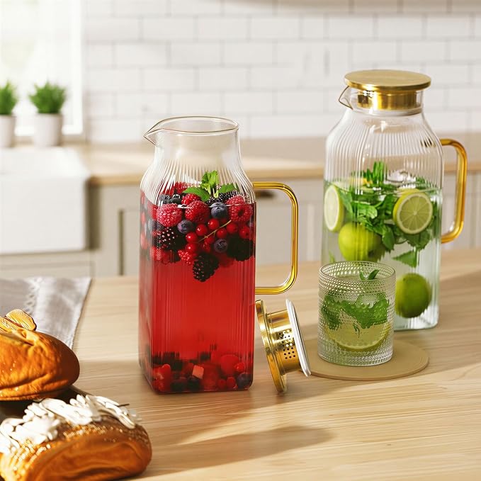2 Pack 68oz/2 Liter Square Glass Pitcher - Image 6