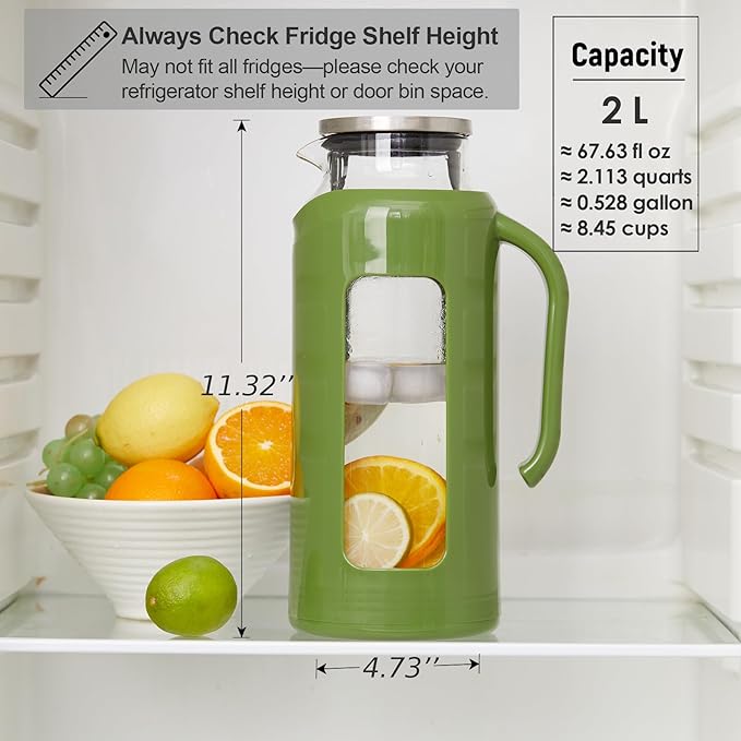 Delove Glass Pitcher with Lid & Shatterproof Shell – Heat-Resistant - Image 6