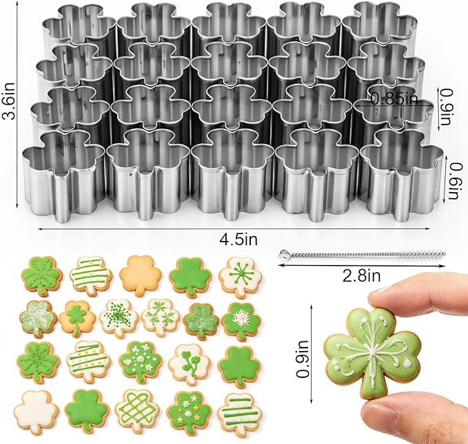 AIERSA Mini Shamrock Cookie Cutter, St Patricks Day Cookie Cutters, 1 Inch Tiny - Image 2