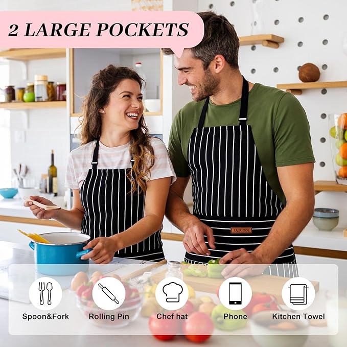 2Pack Adjustable Kitchen Apron for Women Men - Image 2