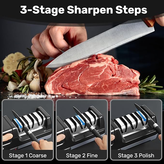 Enutogo Knife Sharpener, 3-Stage Electric Knife Sharpener - Image 2