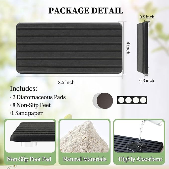 2 PCS Water Absorbing Diatomite Coasters, Stone Drying Mat - Image 2