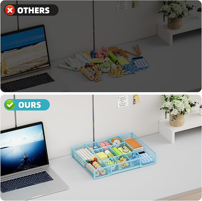 Marbrasse Expandable Desk Drawer Organizer, Mesh Drawer Organizer Tray - Image 8