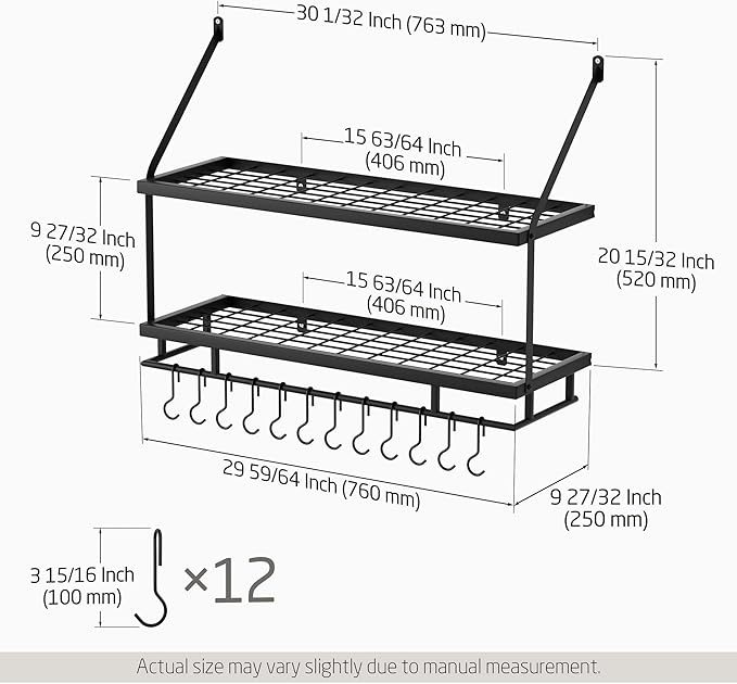 KES 30-Inch Kitchen Pot Rack - Image 6