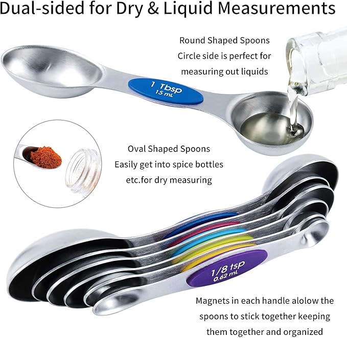 TILUCK measuring cups and magnetic measuring spoons set, stainless steel - Image 3