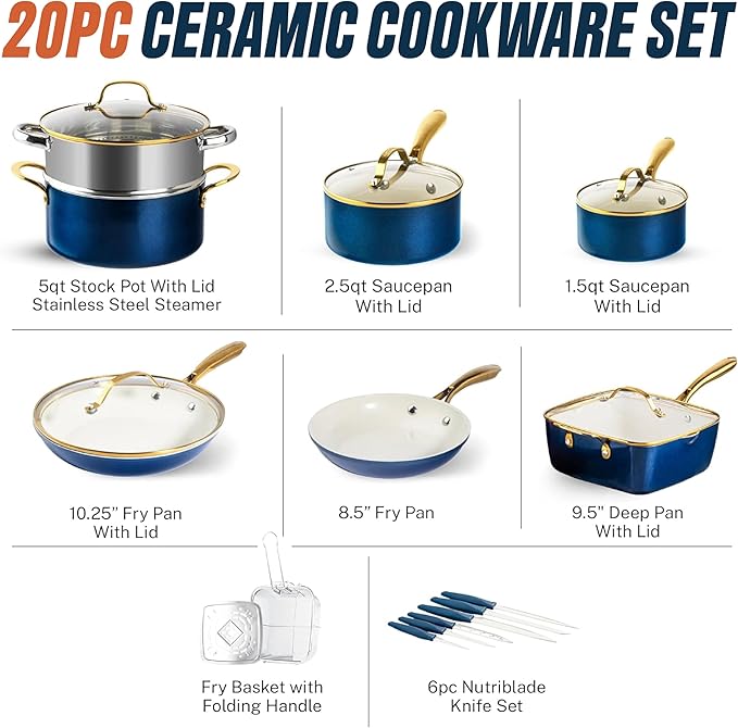 Gotham Steel 20pcs Pots and Pans Set Non Stick Ceramic Cookware Set - Image 2