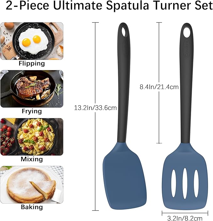 Coukre 2 Pack Silicone Spatula Set, High Heat Resistant, BPA Free Kitchen - Image 6
