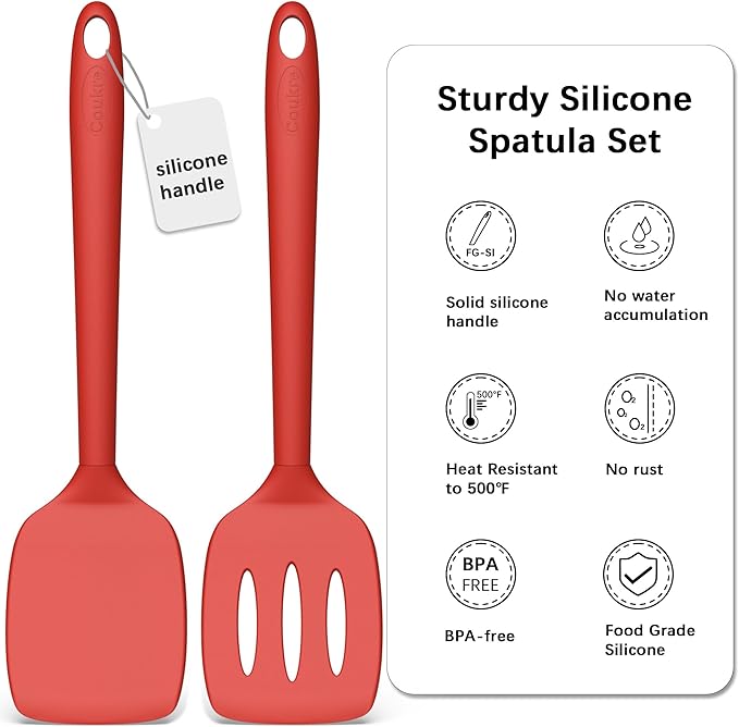 Coukre 2 Pack Silicone Spatula Set, High Heat Resistant, BPA Free Kitchen - Image 2