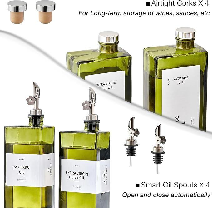 Olive Oil Dispenser Bottle for Kitchen, 16.9oz /500ml Cooking Vinegar Dispenser - Image 5