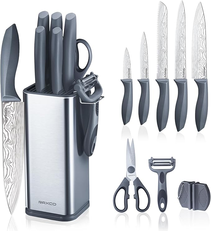RAXCO 10-Piece Kitchen Knife Set | Stainless Steel Holder | Compact Design - Image 9