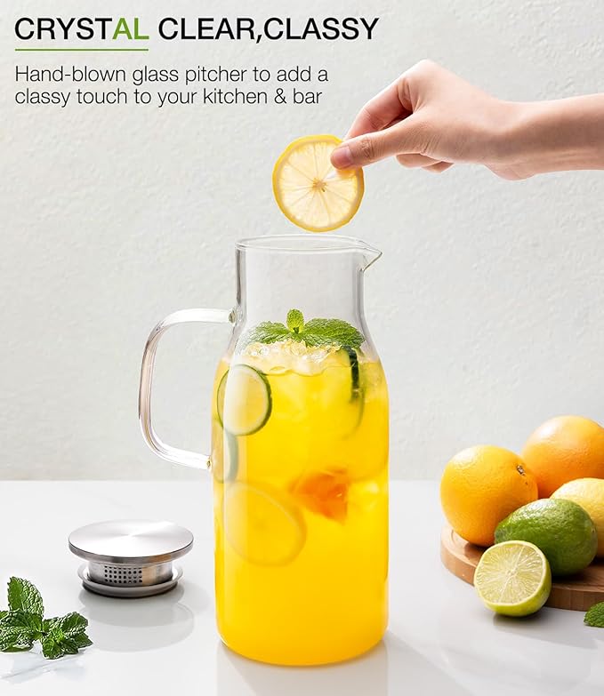 LUNA&MANTHA Glass Pitcher, 2 Liter 68oz Water Pitcher - Image 7