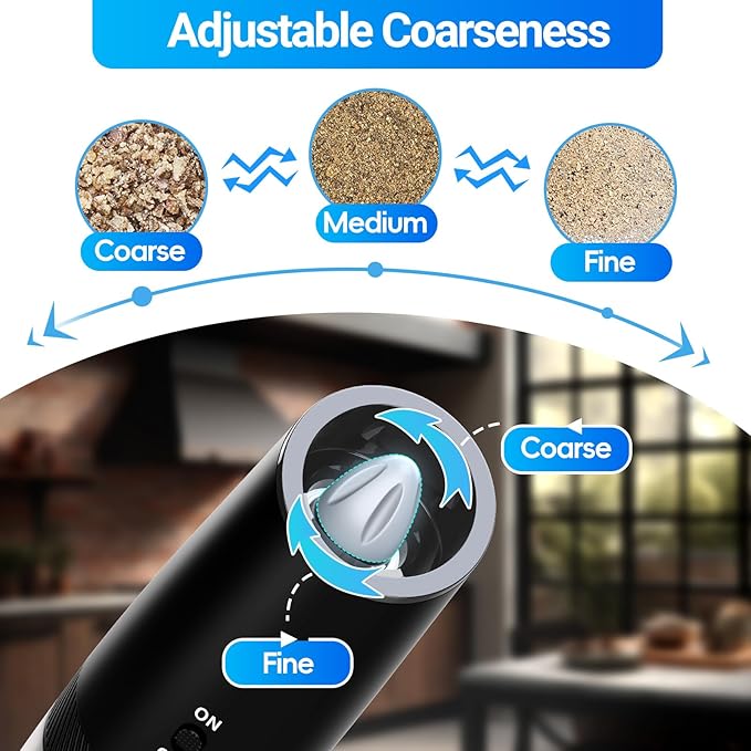 MealHelper Rechargeable Gravity Electric Salt and Pepper Grinder Set - Image 3