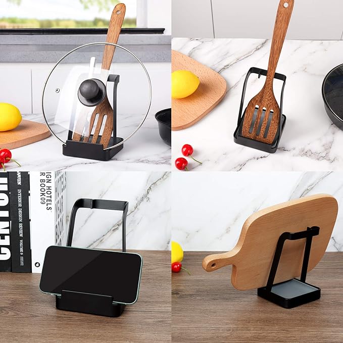 NiHome Versatile Pot Lid Ladle Holder Multipurpose Spatula Pad Book Cutting - Image 4