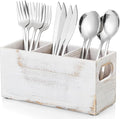 DRASTAR Wooden Silverware Caddy, Flatware Cutlery Holder, Kitchen Utensil Holder by EnhanceYourDailyLife