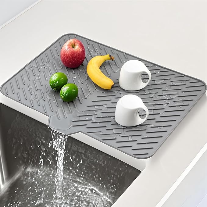 Silicone Dish Drying Mat 23x17, Food-Grade Silicone, Easy Clean Pad - Image 2