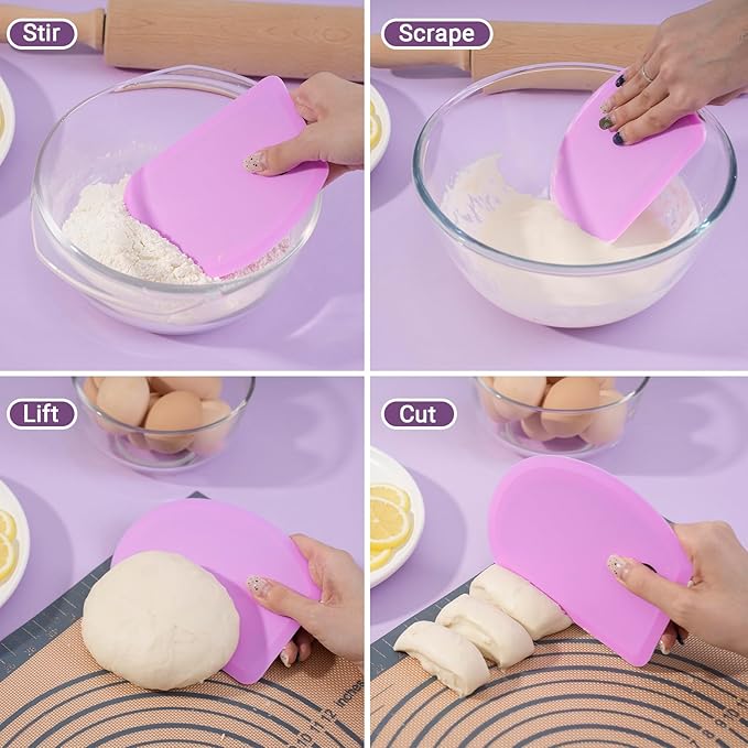 Sapid Silicone Bowl Scraper Flexible Curved Edge, Food Grade Bench Dough Scraper - Image 5