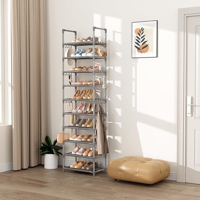VTRIN 10 Tiers Tall Shoe Rack Holds 20-25 Pairs of Shoes Sturdy Vertical Shoe - Image 7