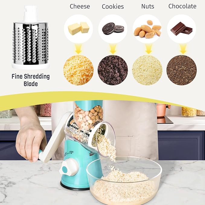 X Home Rotary Cheese Grater for Kitchen, Shredder - Image 5