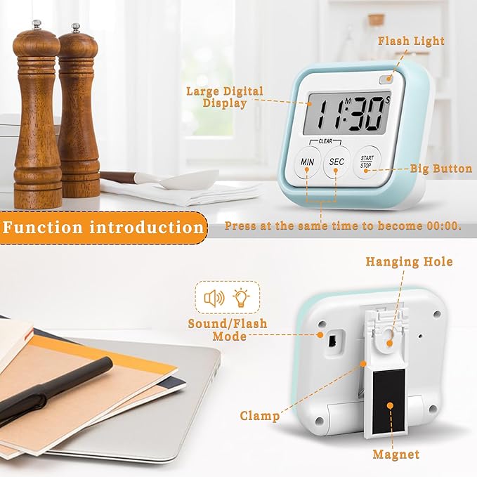 Timer, Kitchen Timers for Cooking Classroom Timer for Kids Teachers Magnetic - Image 4