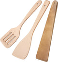 3Pcs Wooden Spatulas, 12inch Long Handle Slotted Turner Spatula Set, Uncoated by Morgles