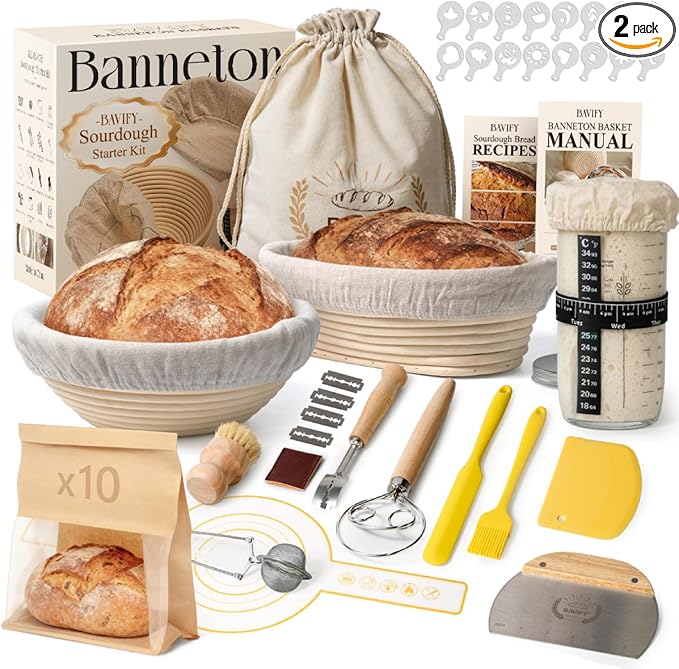 Sourdough Starter Kit, Banneton Bread Proofing Baskets Set, Sourdough Bread by BavifyBaking