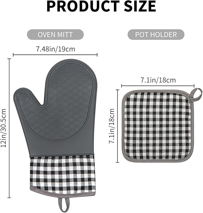 Tifanso Plaid Oven Mitts and Pot Holders 4-Piece Set, Oven Mitts Gloves Heat - Image 2