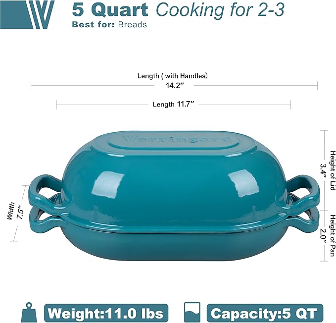 VORRINGARD Enameled Cast Iron Sourdough Bread Oven, Dutch Oven, Loaf Cast Iron - Image 2