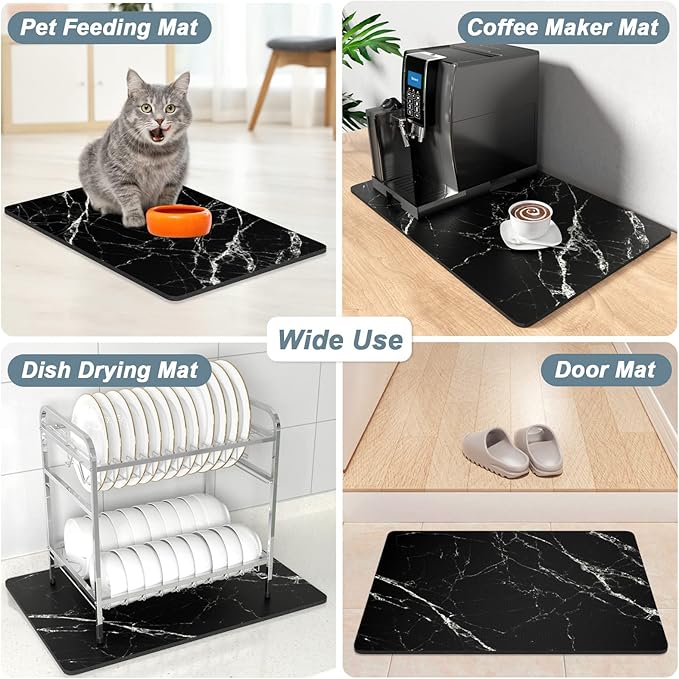 Rnivvi Coffee Mat, Hide Stain Rubber Backed Absorbent Dish Drying Pad - Image 7