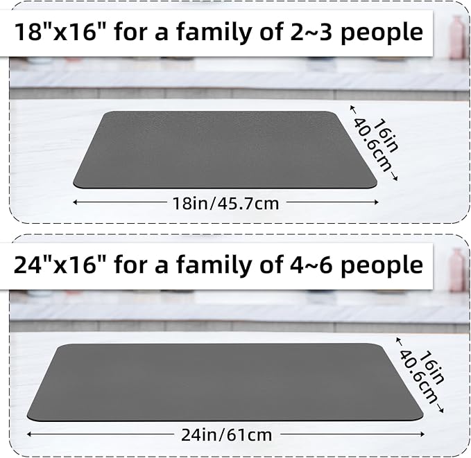 LOPNUR Kitchen Dish Drying Mat, Diatomite Coffee Mat, Super Absorbent Dish - Image 5