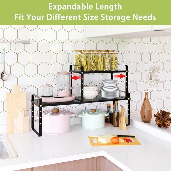 Across-Star Expandable Cabinet Shelf Organizer Rack, Stackable Kitchen - Image 3