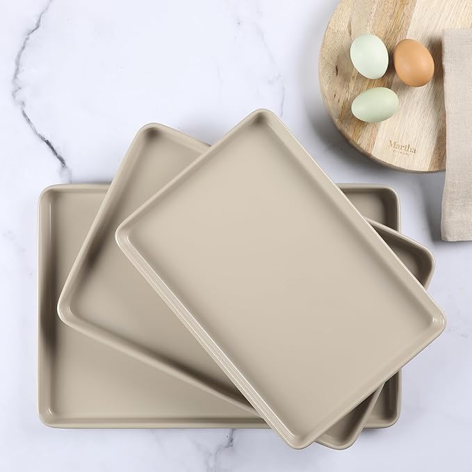 Martha Stewart Gallen 3-Piece Cookie Sheet Set – 13", Ceramic Nonstick - Image 6