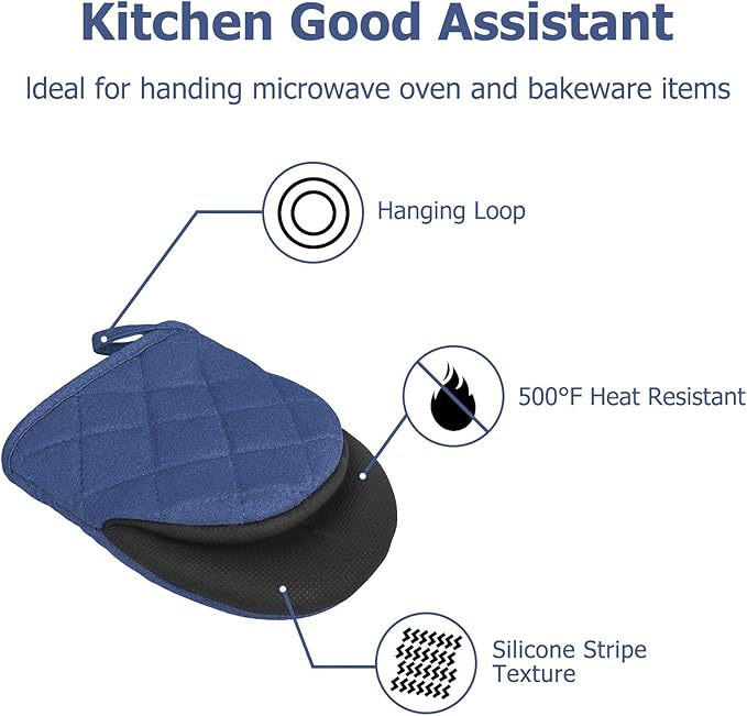 Oven Mitts and Pot Holders Set, Heat Resistant Silicone Kitchen Mini Oven - Image 3