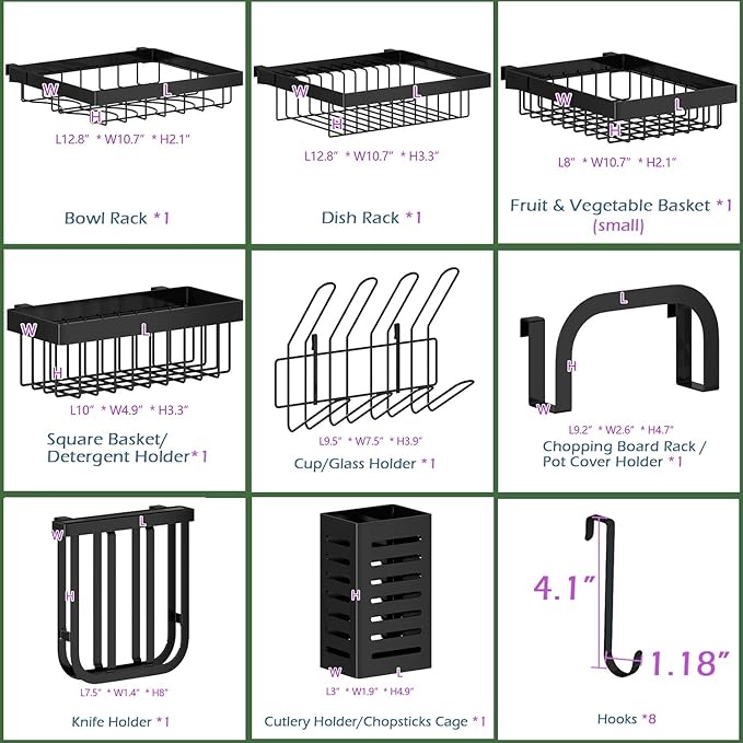 PUSDON Over the Sink Dish Drying Rack, 2 Tier Adjustable Large Capacity - Image 6