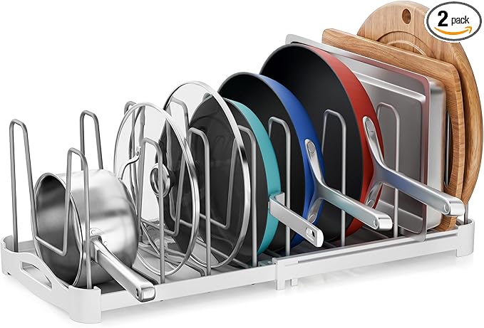 EVERIE Adjustable Bakeware Organizer Pot Lid Holder Rack by EVERIE