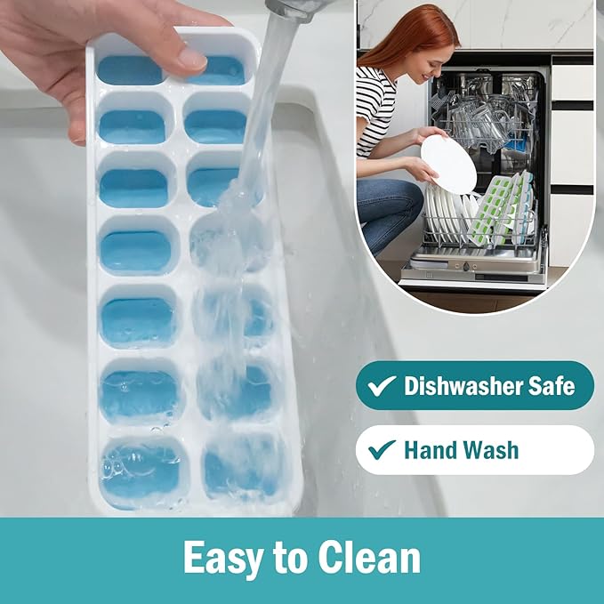 Ice Cube Trays for Freezer – 5 Pack 70 Cubes Total, Reinforced Snap Lids That - Image 5