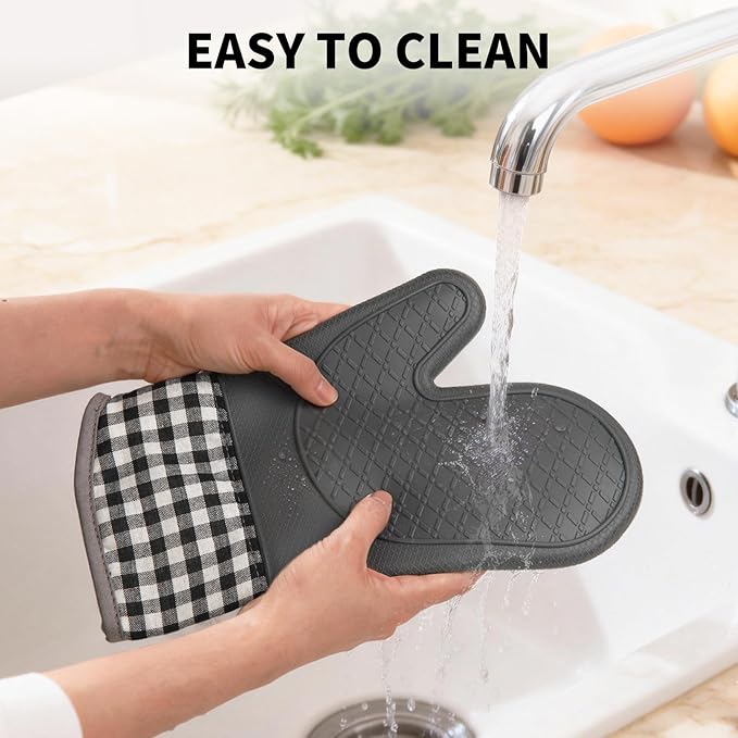 Tifanso Plaid Oven Mitts and Pot Holders 4-Piece Set, Oven Mitts Gloves Heat - Image 5