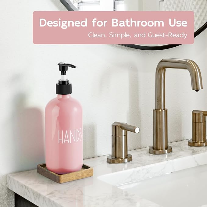 Pink Glass Hand Soap Dispenser - Image 2