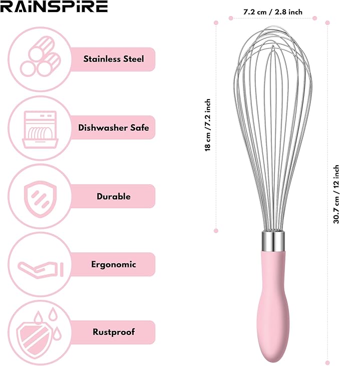 Rainspire 12-Inch Wire Whisk Stainless Steel, Balloon Whisks - Image 2