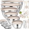 Mixing Bowls with Airtight Lids Set, Non-Slip Bottoms & Kitchen Gadgets Set by UmiteChef