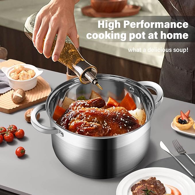 10 Quart soup Pot with Glass Lid, Premium Food-Grade Stainless Steel Stock Pot - Image 6