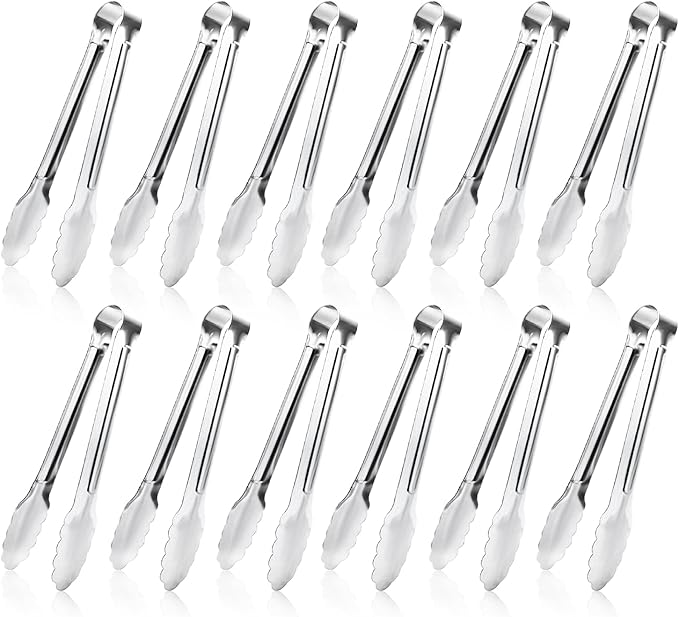 12 Pack Small Serving Tongs, XEVOM Stainless Steel Sugar Tongs Mini Appetizers by XEVOM