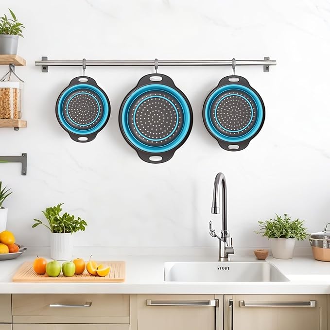 Collapsible Colander 3-Pack Set Space-Saving Foldable Kitchen Strainer - Image 7