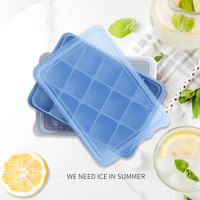 Ice Cube Trays Set of 2, Easy Release 15 Flexible Silicone Ice Cube Molds - Image 2
