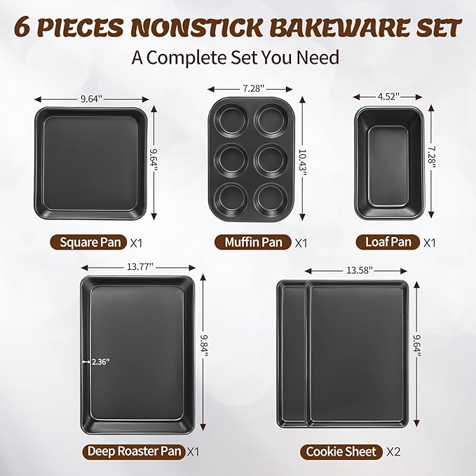 Baking Pans Set, Nonstick Bakeware Sets, Oven Pans - Image 2