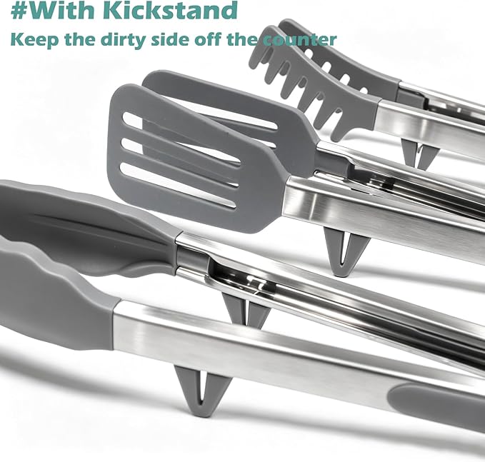 Tongs for Cooking, Food Grade Serving Tongs Set of 3 - Image 2